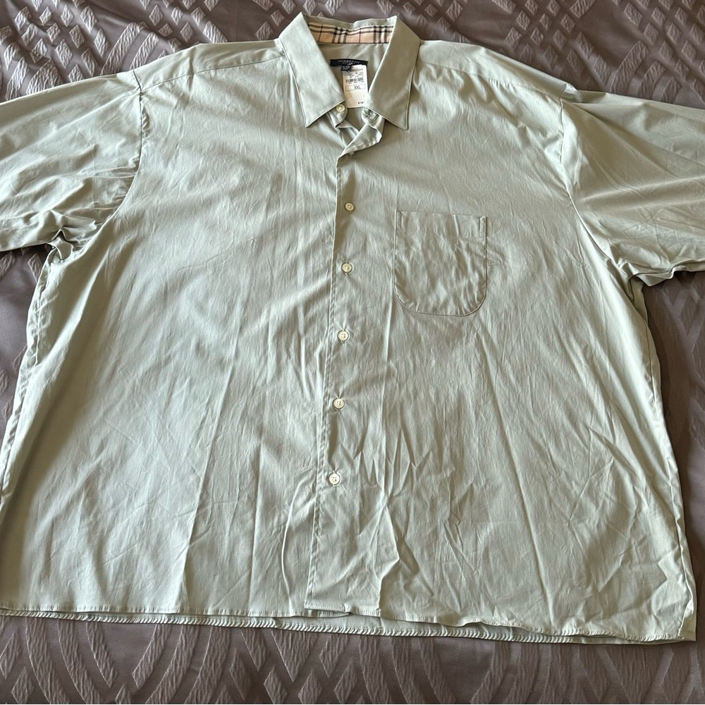 Light green Burberry Short sleeve button up shirt new